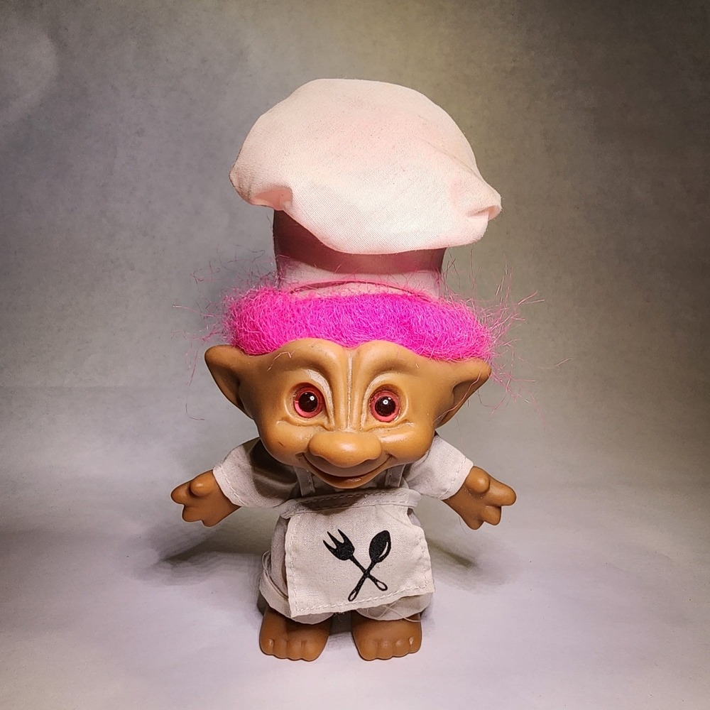 Vintage Gem Belly Treasure Troll Pink‎ Hair Chef Ace Novelty Vintage Retro